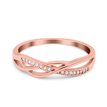 14K Rose Gold Round Infinity Twisted Half Eternity Simulated CZ Wedding Engagement Ring Size-7